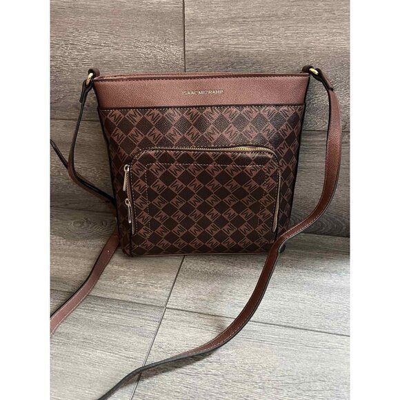 Isaac Mizrahi Live! Multi Pouch Signature Crossbody Cognac Monogram One Size - Picture 2 of 9